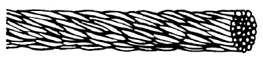 4 strands of 14 gauge (1.63mm) basket weave aluminum cable.